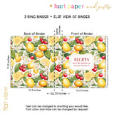 Lemon Cherry Personalized 2" 3 Ring Recipe Book Binder