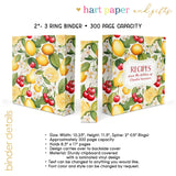 Lemon Cherry Personalized 2" 3 Ring Recipe Book Binder