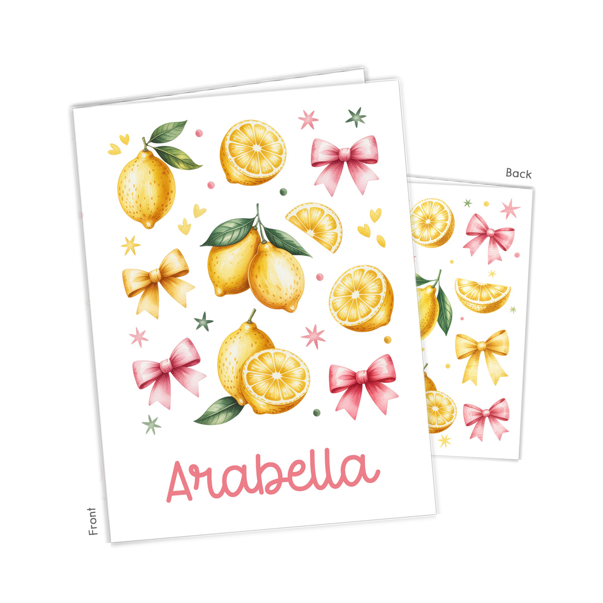 Lemon Bow Coquette Personalized Custom 2-Pocket Folder • School Office Supplies