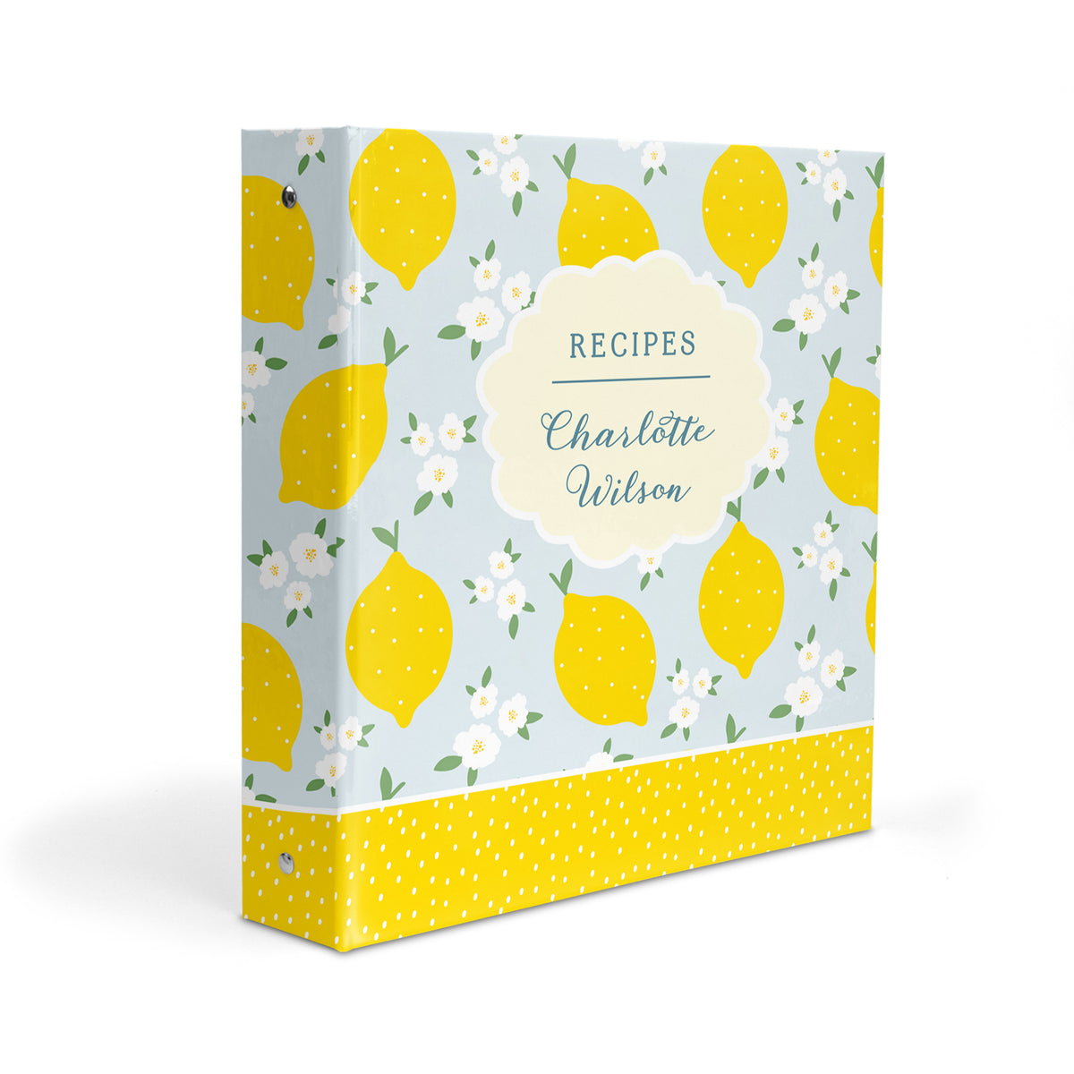Lemon Personalized Custom 2" 3 Ring Recipe Book Binder