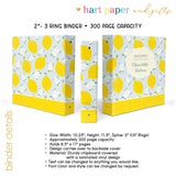 Lemon Personalized 2" 3 Ring Recipe Book Binder