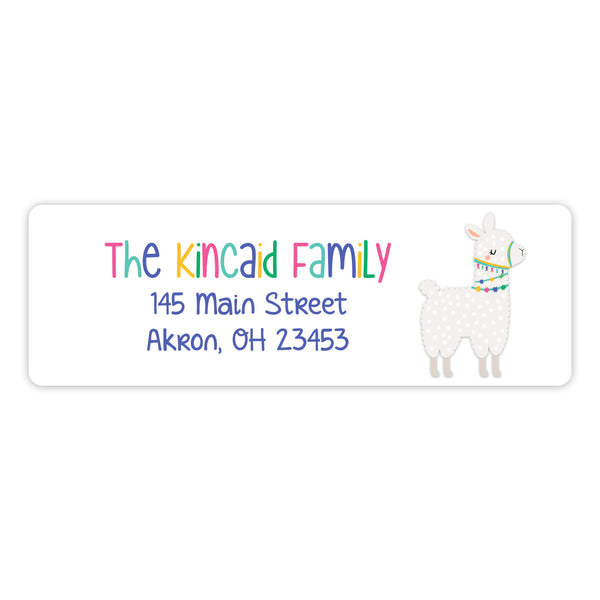 Rainbow Llama Return Address Labels • Self Adhesive Stickers