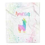 Llama Rainbow Minky Blanket Personalized Custom