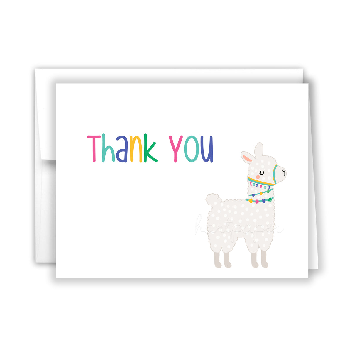 Rainbow Llama Thank You Cards Note Card Personalized Custom Stationery • Flat or Folded