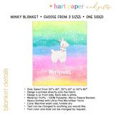 Llama Rainbow Minky Blanket Personalized Custom