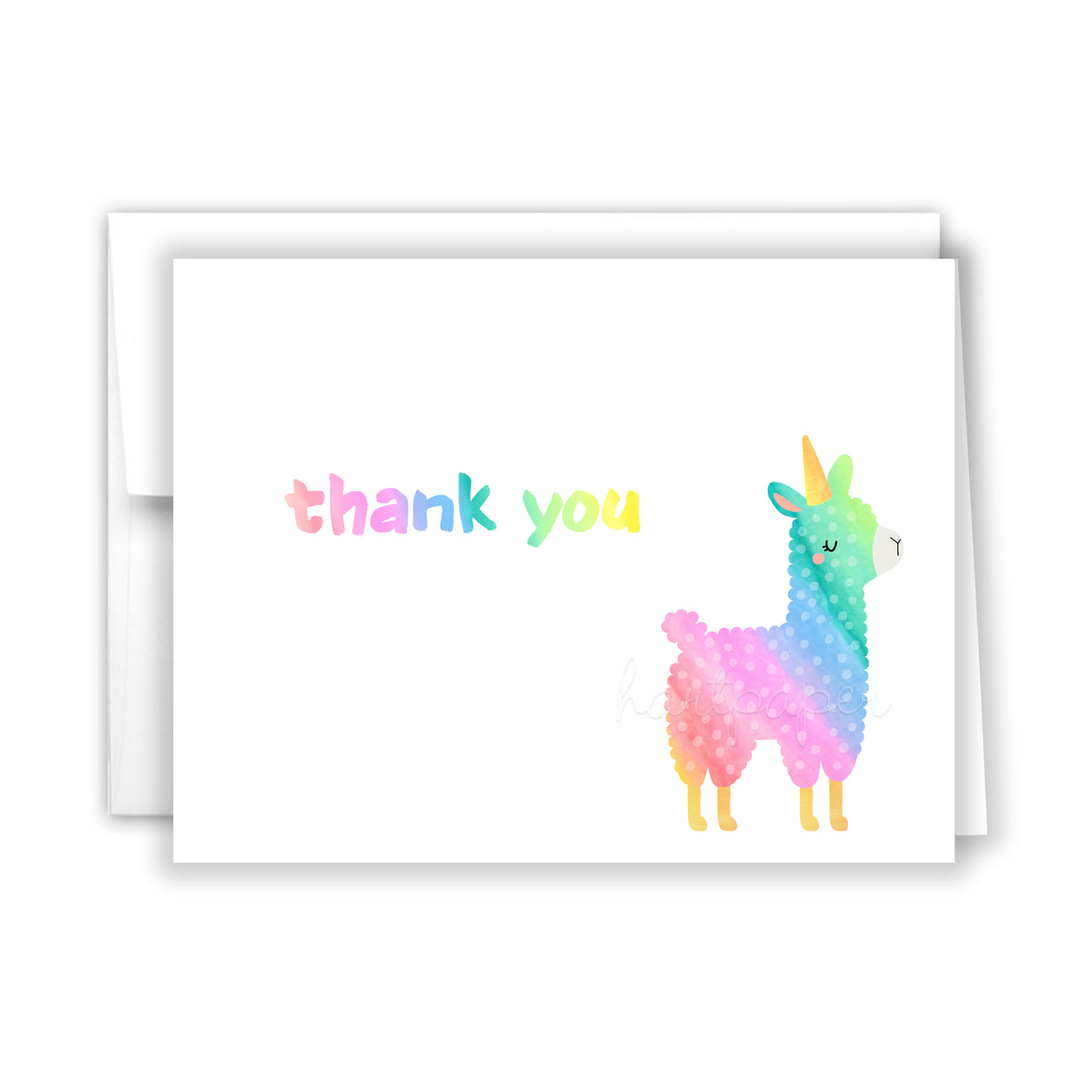 Rainbow Llama Thank You Cards Note Card Personalized Custom Stationery • Flat or Folded