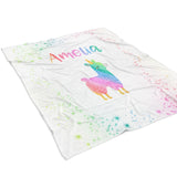Llama Rainbow Minky Blanket Personalized Custom