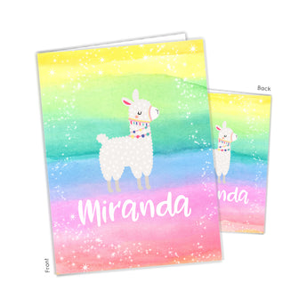 Llama Alpaca Rainbow Personalized 2-Pocket Folder