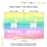 Llama Alpaca Rainbow Personalized 2-Pocket Folder