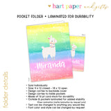 Llama Alpaca Rainbow Personalized 2-Pocket Folder