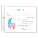 Llama Unicorn Thank You Note Card Stationery • Fill in Blank, Lined or Blank Cards