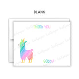 Llama Unicorn Thank You Note Card Stationery • Fill in Blank, Lined or Blank Cards