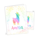 Llama Alpaca Rainbow Llamacorn Unicorn Personalized 2-Pocket Folder