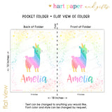 Llama Alpaca Rainbow Llamacorn Unicorn Personalized 2-Pocket Folder