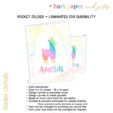 Llama Alpaca Rainbow Llamacorn Unicorn Personalized 2-Pocket Folder