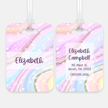 Rainbow Marble Luggage Bag Tag