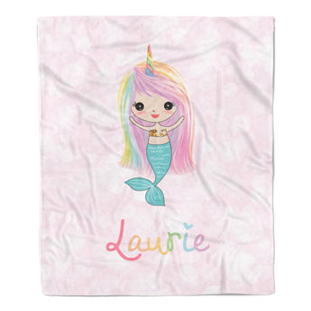 Mermaid Rainbow Minky Blanket Personalized Custom