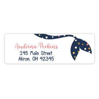 Polka Dot Mermaid Tail Return Address Labels • Self Adhesive Stickers