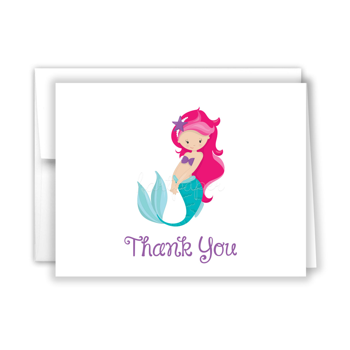 Mermaid h Thank You Cards Note Card Personalized Custom Stationery • Flat or Folded