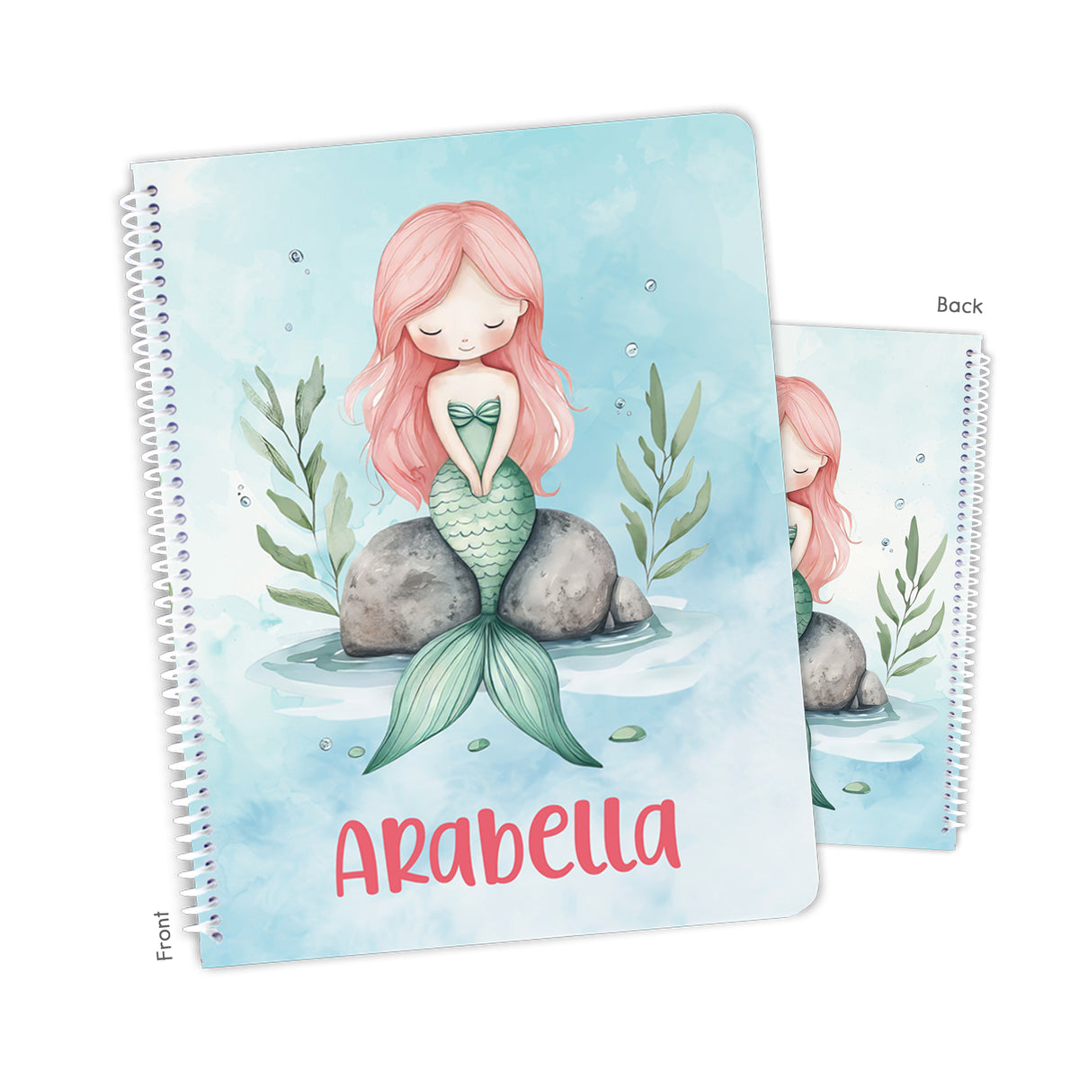 Rainbow Mermaid Personalized Custom Notebook or Sketchbook • School Office Supplies