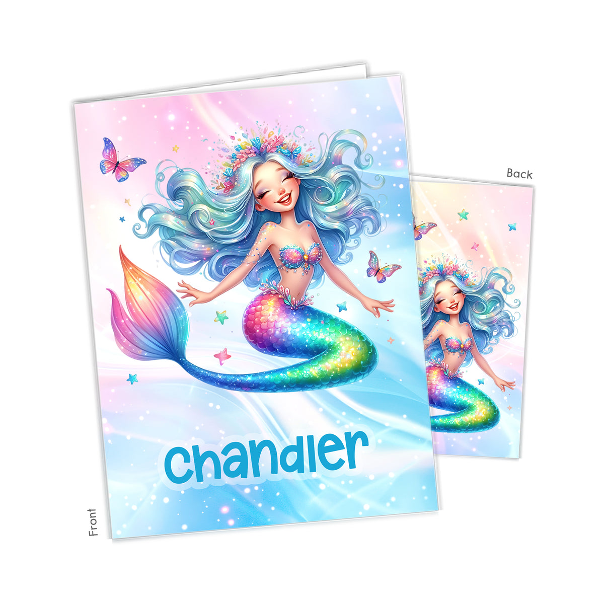 Mermaid Rainbow Personalized Custom 2-Pocket Folder • School Office Supplies