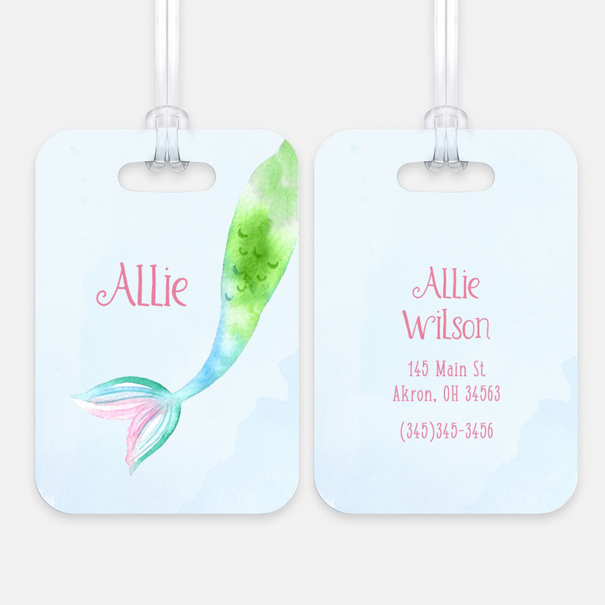 Mermaid Tail Luggage Bag Tag Personalized Custom