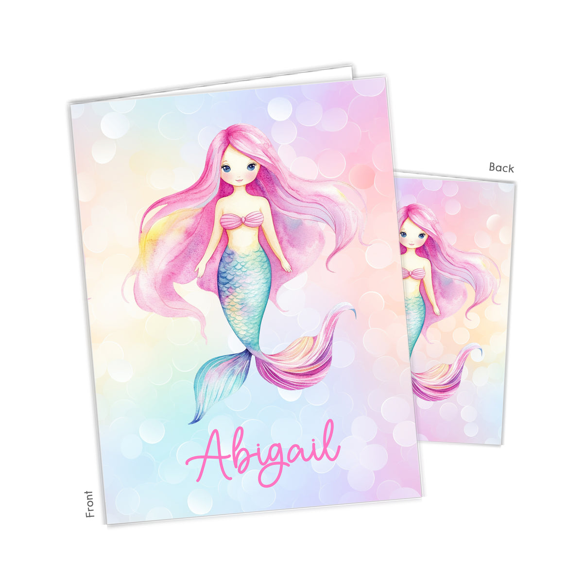 Mermaid Rainbow Personalized Custom 2-Pocket Folder • School Office Supplies