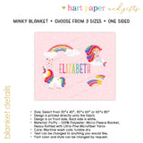 Mermaid Unicorn Rainbow Minky Blanket Personalized Custom