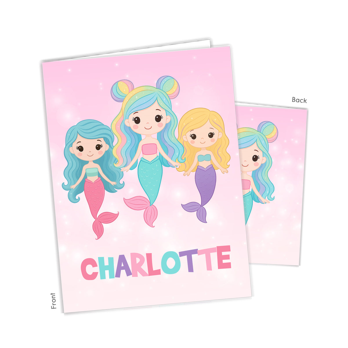 Mermaid Rainbow Personalized Custom 2-Pocket Folder • School Office Supplies