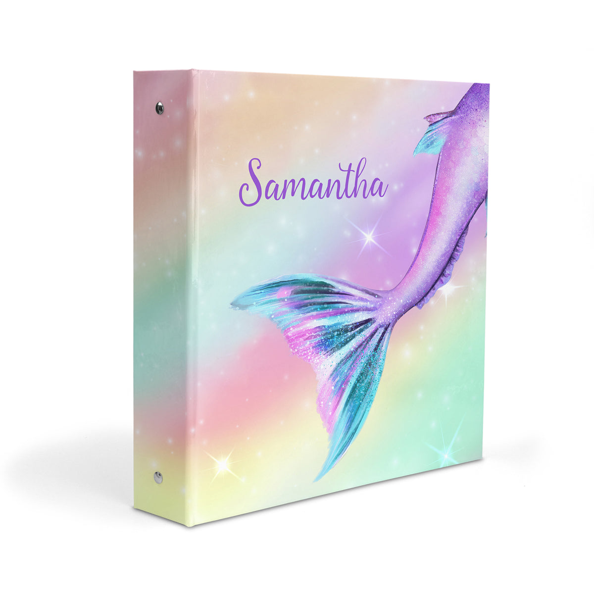 Mermaid Tail Rainbow Personalized Custom 2" 3 Ring Binder • School Office Supplies
