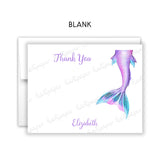 Mermaid Tail Thank You Note Card Stationery • Fill in Blank, Lined or Blank Cards