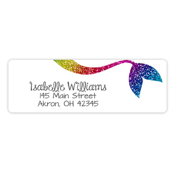 Rainbow Mermaid Tail Return Address Labels • Self Adhesive Stickers