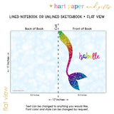 Rainbow Mermaid Tail Personalized Notebook or Sketchbook