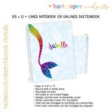 Rainbow Mermaid Tail Personalized Notebook or Sketchbook