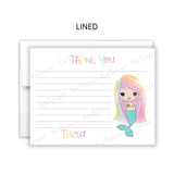 Mermaid Thank You Note Card Stationery • Fill in Blank, Lined or Blank Cards