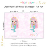 Rainbow Mermaid Personalized Notebook or Sketchbook