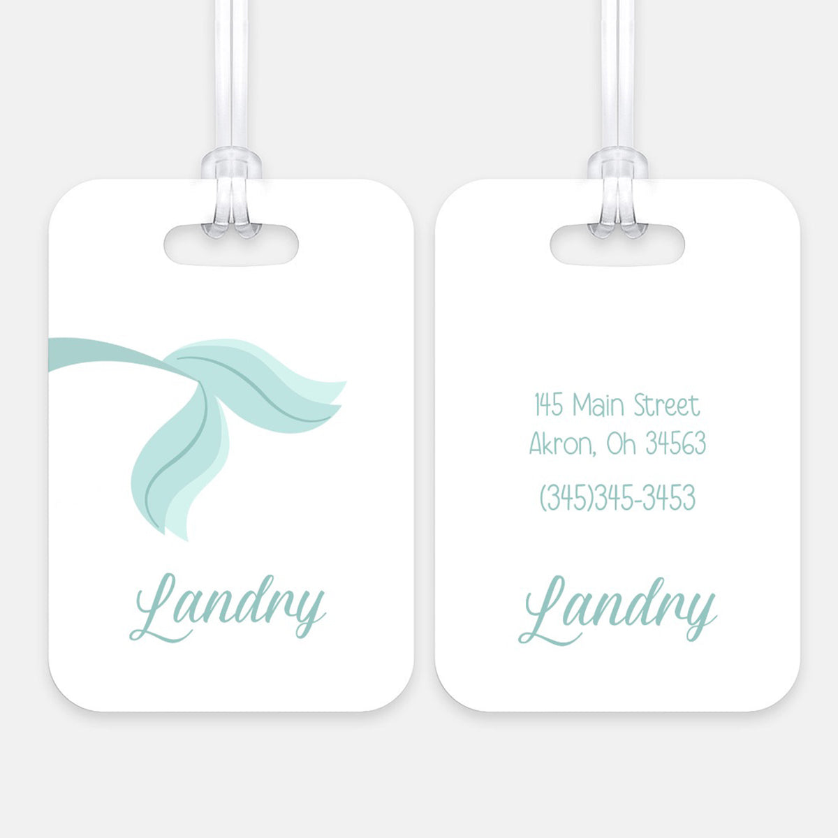 Mermaid Tail Luggage Bag Tag Personalized Custom
