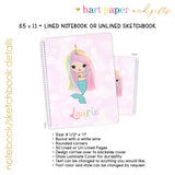 Rainbow Mermaid Personalized Notebook or Sketchbook