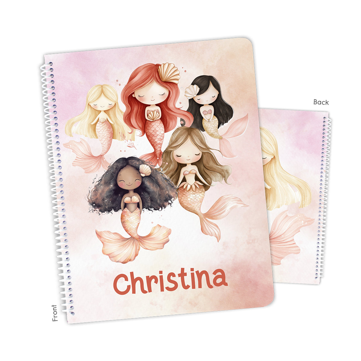 Rainbow Mermaid Personalized Custom Notebook or Sketchbook • School Office Supplies