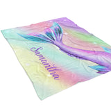 Mermaid Tail Rainbow Minky Blanket Personalized Custom