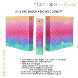 Mermaid Rainbow Scales Personalized 2" 3 Ring Binder