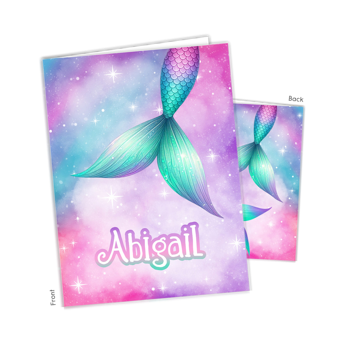 Mermaid Tail Rainbow Personalized Custom 2-Pocket Folder • School Office Supplies