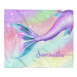 Mermaid Tail Rainbow Minky Blanket Personalized Custom