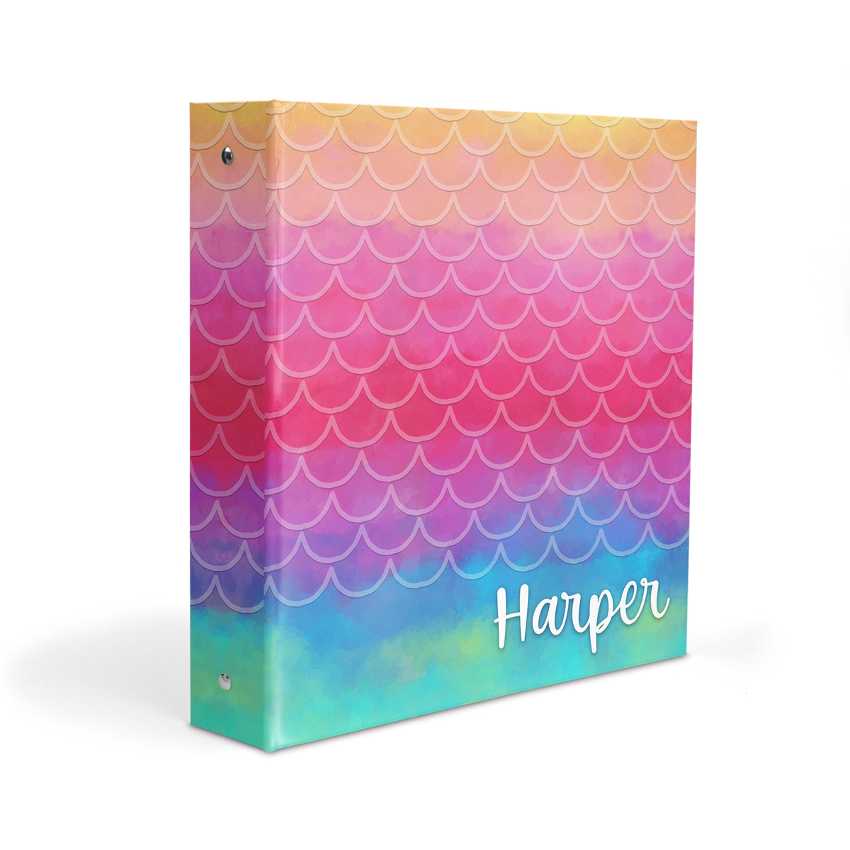 Mermaid Rainbow Scales Personalized Custom 2" 3 Ring Binder • School Office Supplies