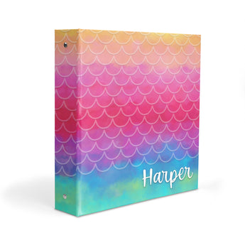 Mermaid Rainbow Scales Personalized 2" 3 Ring Binder