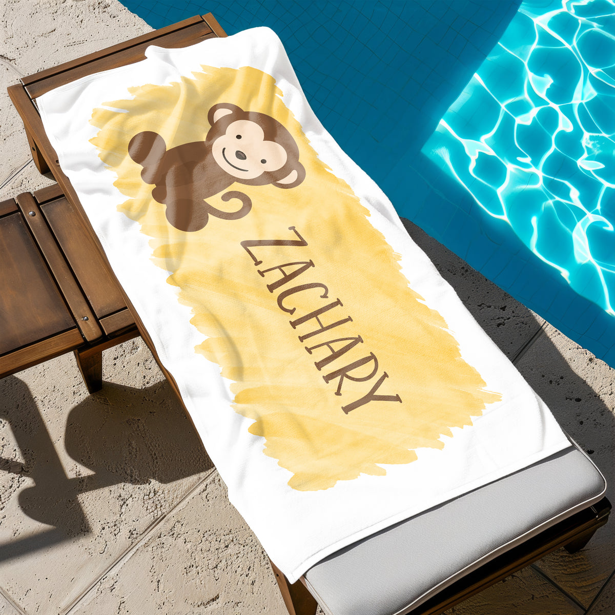 Monkey Personalized Beach Towel • Custom 30x60 Swimming Swim Bath Bathroom Pool