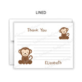 Monkey Thank You Note Card Stationery • Fill in Blank, Lined or Blank Cards