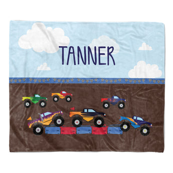 Monster Truck Construction Minky Blanket Personalized Custom