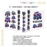 Monster Truck Personalized 2" 3 Ring Binder