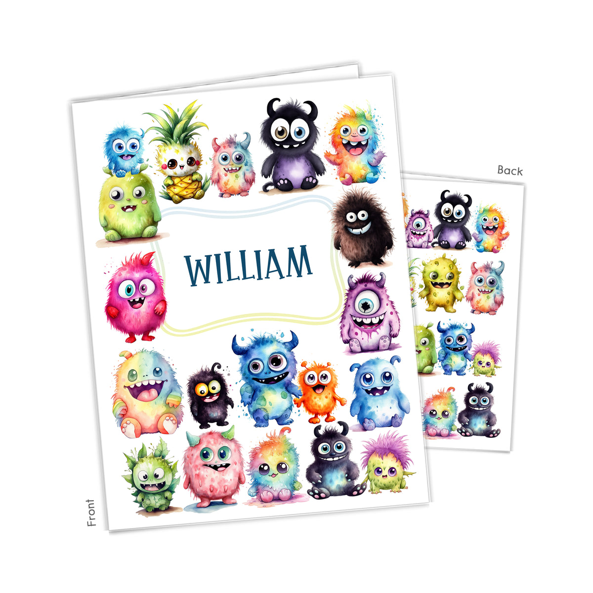 Monsters Personalized Custom 2-Pocket Folder • School Office Supplies